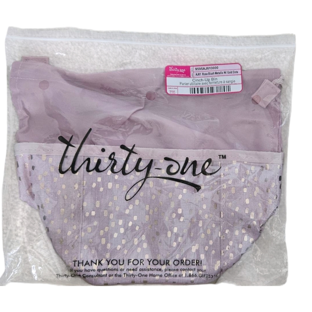 thirty-one Lilac Metallic Dot Cinch-Up Bin